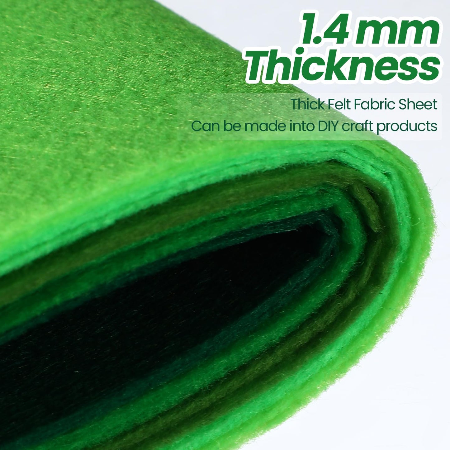 Peryiter 150 Pcs Green Felt Fabric Sheets Bulk for St. Patrick's Crafts 12 x 12 Inch 1.4 mm Day Thick Stiff Felt Sheets Square Assorted Fabric Square for Crafting Sewing School DIY
