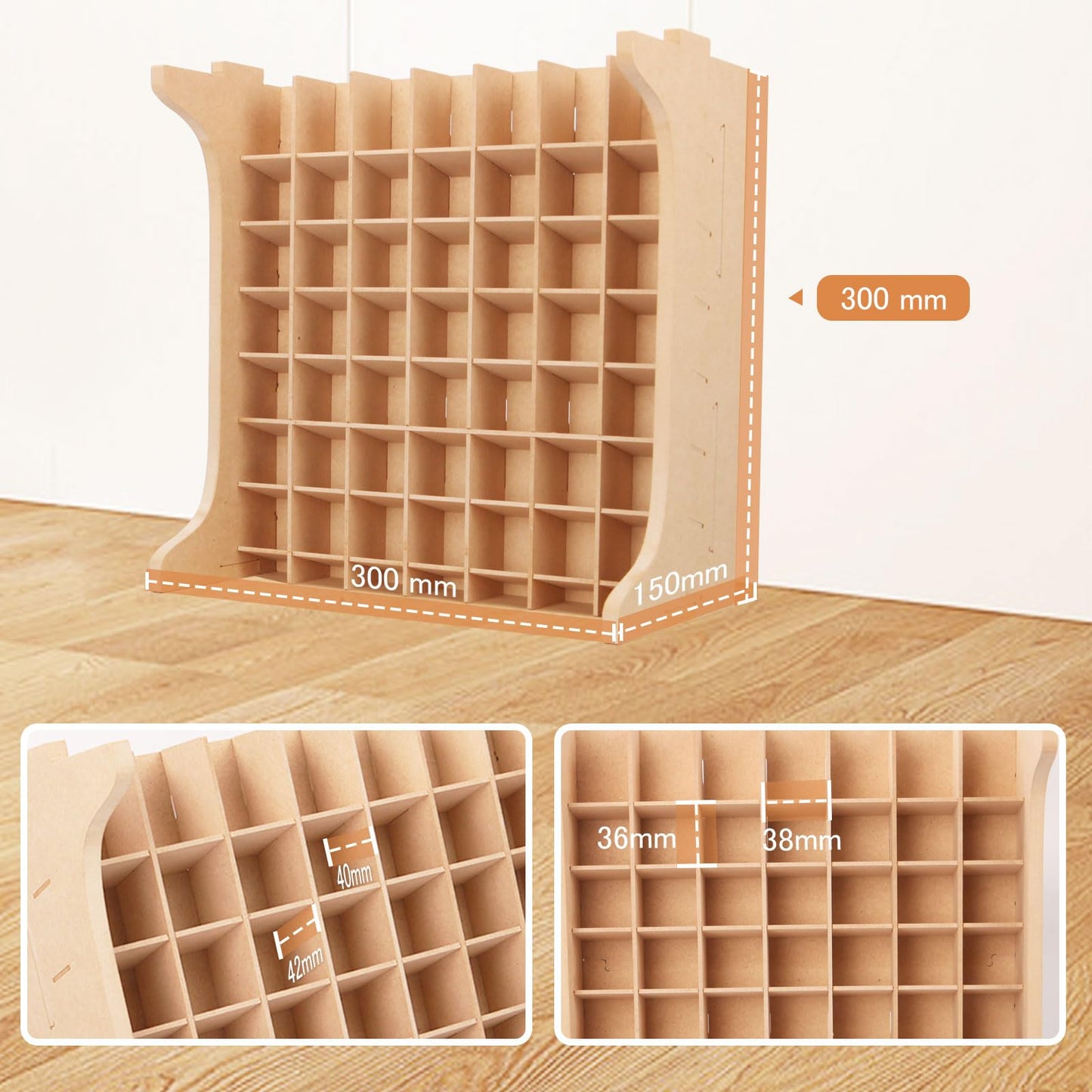 Bucasso Paint Rack Organizer with 49 Holes Suitable for 10ml TAMIYA/10ml MR HOBBY/18ml MR HOBBY, Model Tool Storage with MDF Material, Craft Paint Holder Rack GK13
