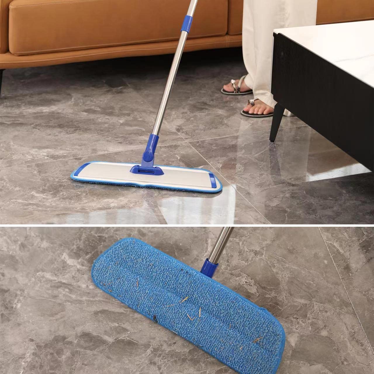 18" Professional Microfiber Mop Floor Cleaning mop, Flat Mop with Stainless Steel Handle,4 Reusable Washable Mop Pads and mop Pads Brush,Microfiber Mop for Hardwood (18" Microfiber Mop)