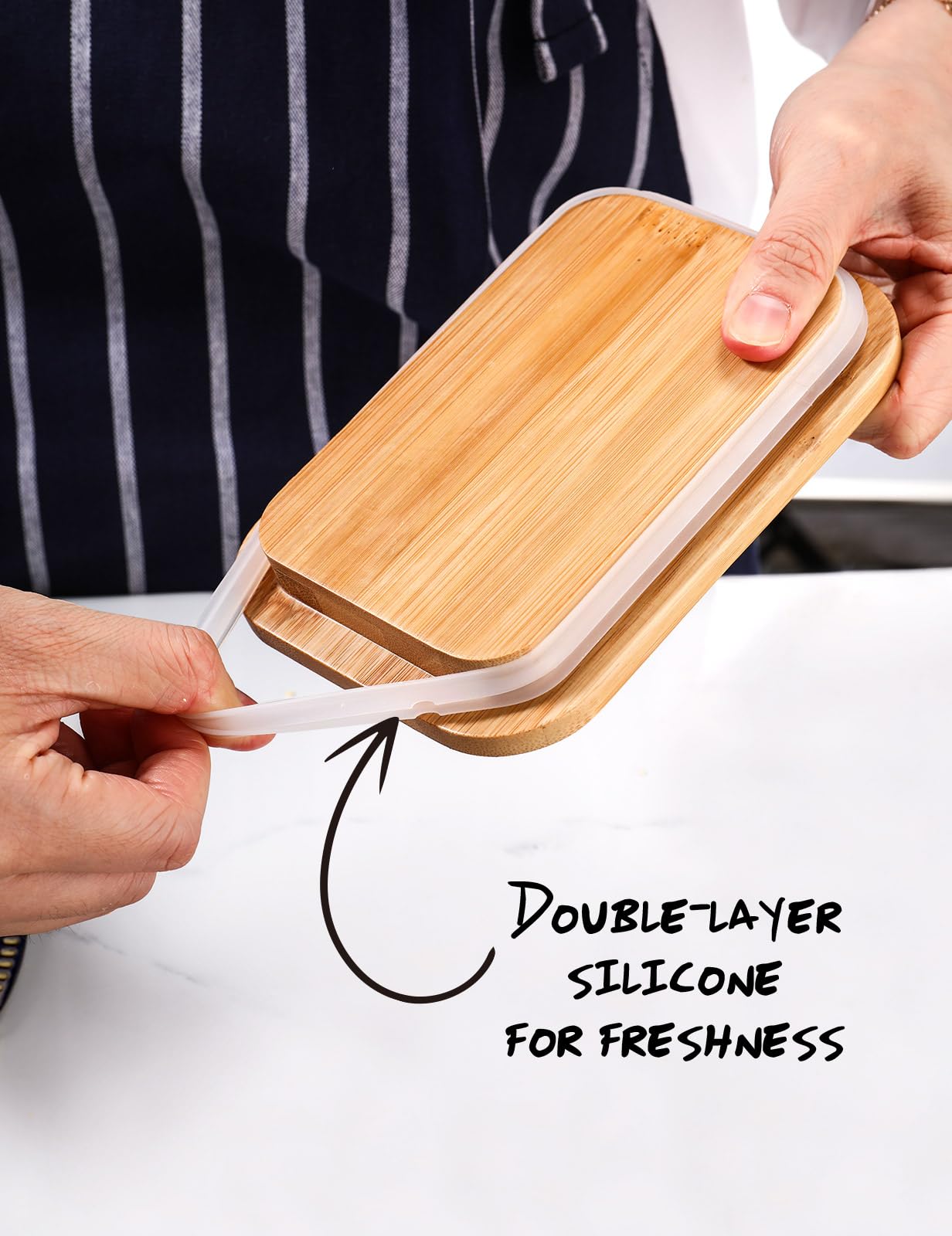 Butter Dish with Lid for Countertop, AISBUGUR Metal Butter Keeper with Stainless Steel Multipurpose Butter Knife, Butter Container with Double High-quality Silicone Good Kitchen Gift Set of 2 Black