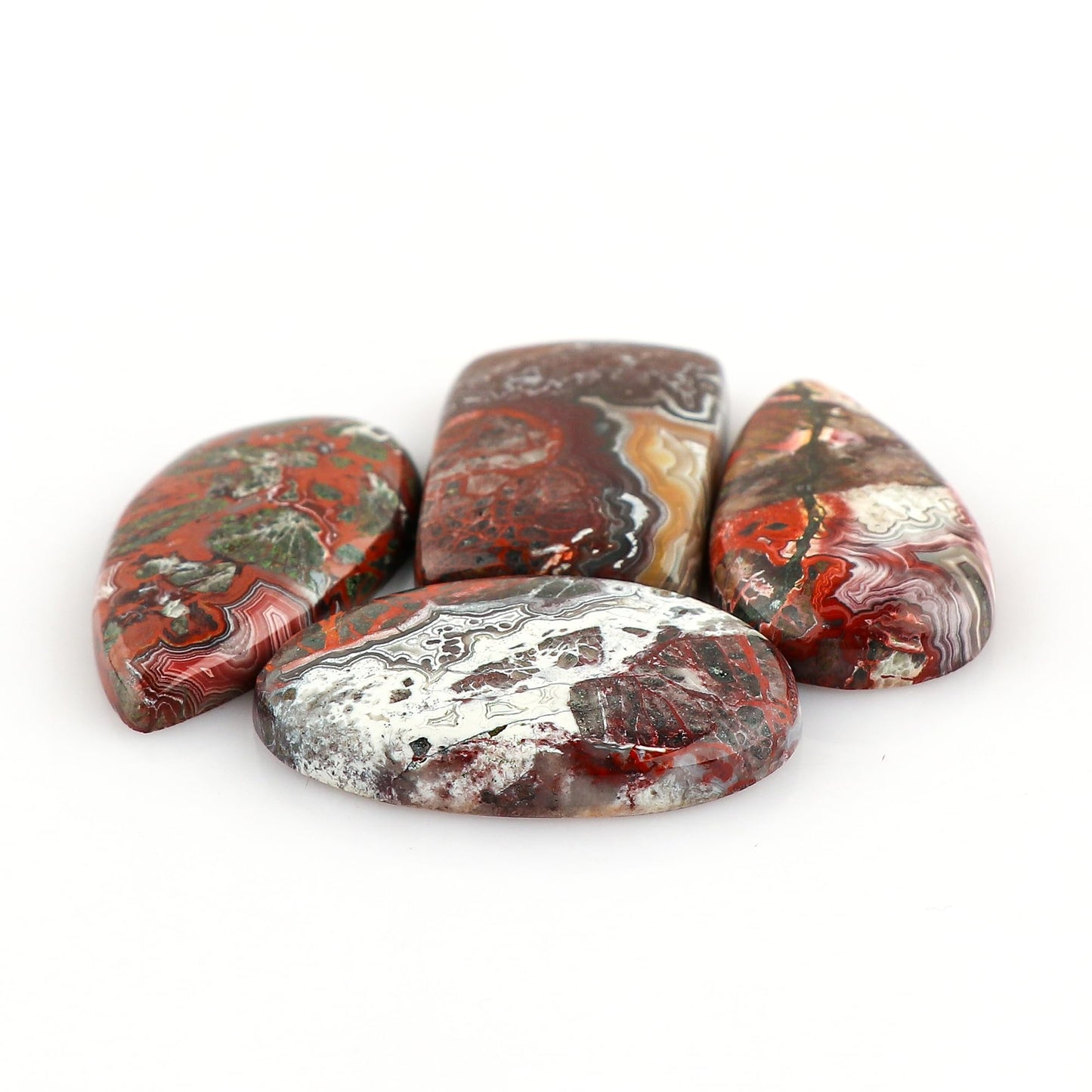 CRYSTALIS Wholesale 4pcs Natural Crazy Lace Agate Loose Gemstone Bulk Cabochons Jewelry Making Supply, Chakra & Healing Polished Stones, Wire Wrapping, DIY, Gem Collection