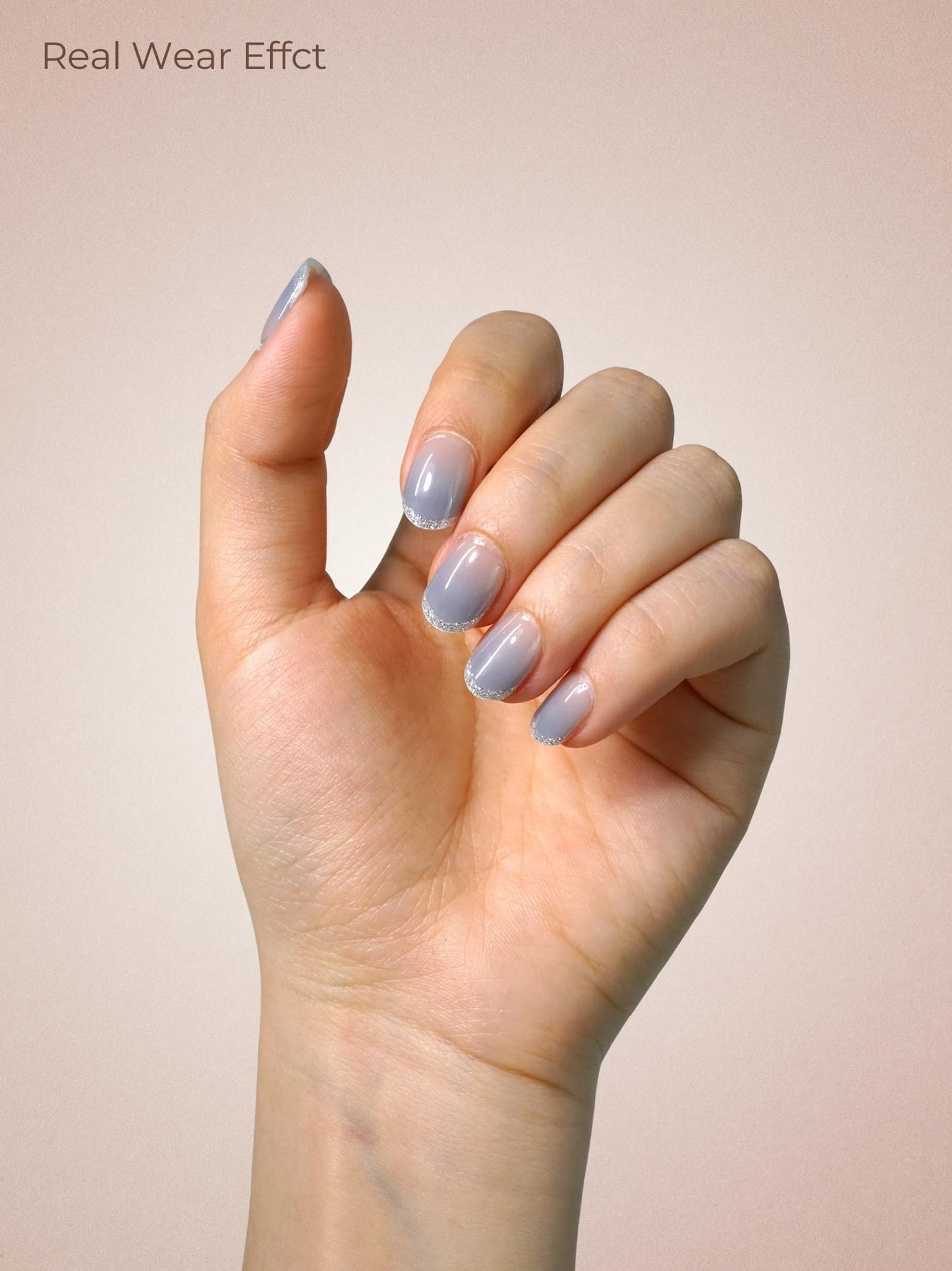 Beaolata Real Gel Nail Strips (No UV Light Needed) - 44Pcs Salon Quality Nail Stickers - Long Lasting Polish Wraps for Women, Easy Apply & Remove (Dreamy Blue）