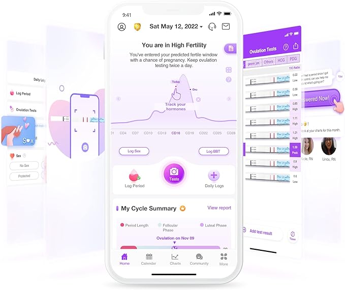 Easy@Home Ovulation Test Strips, 25 Pack Fertility Tests, Ovulation Predictor Kit, Powered by Premom Ovulation Predictor iOS and Android App, 25 LH Strips