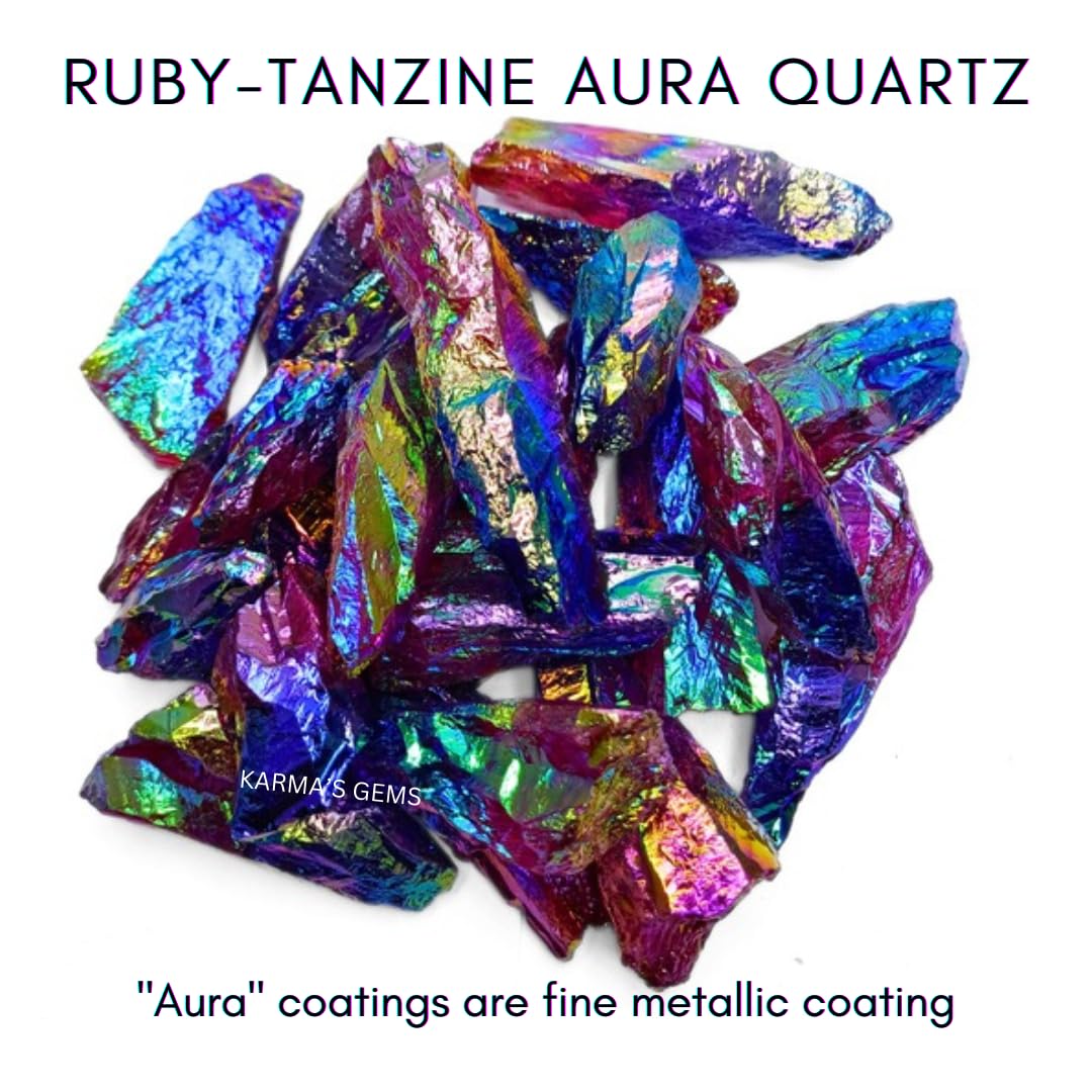 Crystals, Rocks, Jade, Crystals and Healing Stones, Witchcraft Supplies, Healing Crystals, Stones, Healing Stones, Rock Collection, Agate, Raw Stones (Ruby-Tanzine Aura Quartz, 2 Pcs)