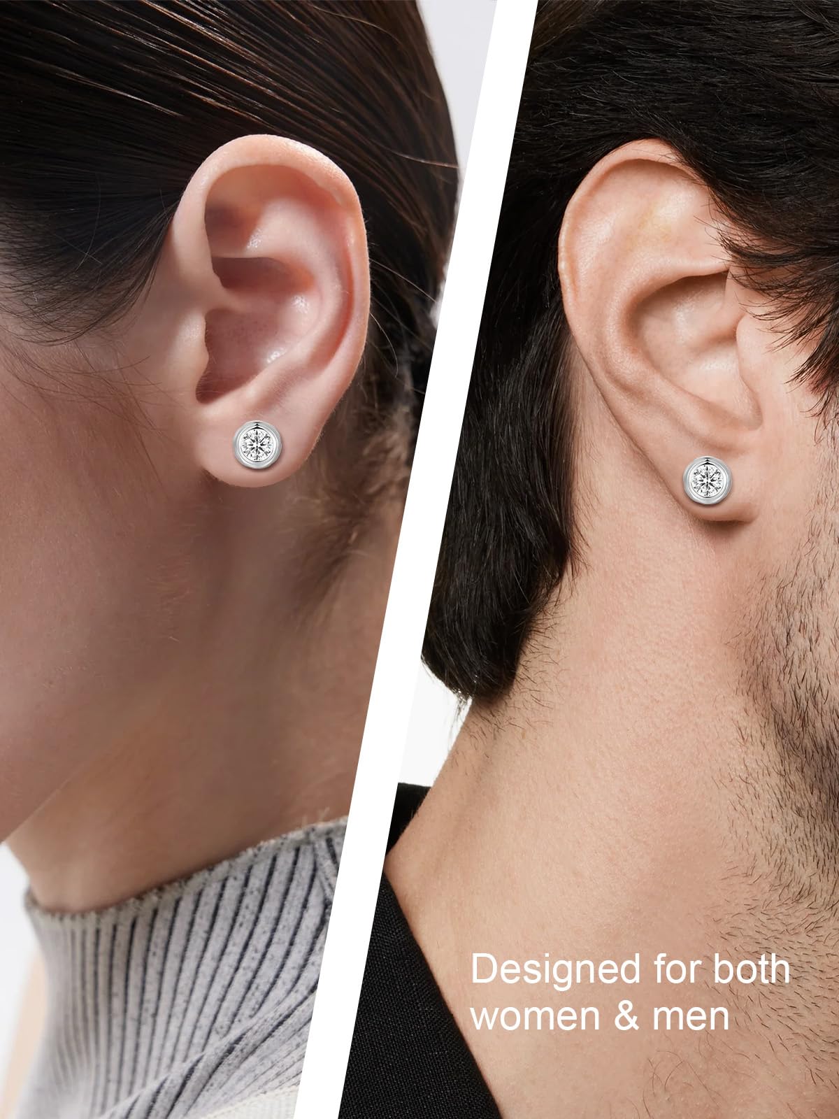 Womens Sparkle Cubic Zirconia Stud Earrings Simple Lightweight Simulated Diamond Earrings 925 Silver Post