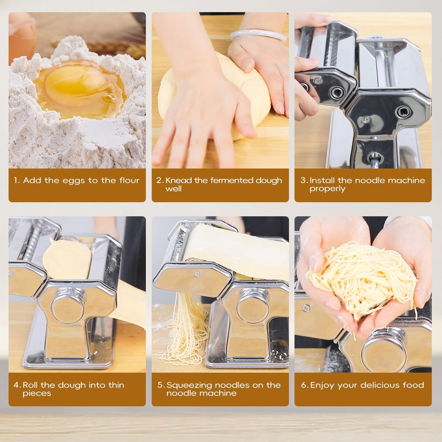 MZTOGR Pasta Maker Machine with 9 Adjustable Thickness Settings, 2 in 1 Noodle Maker Includes Pasta Cutter, Ravioli Maker Attachment & Pasta Drying Rack