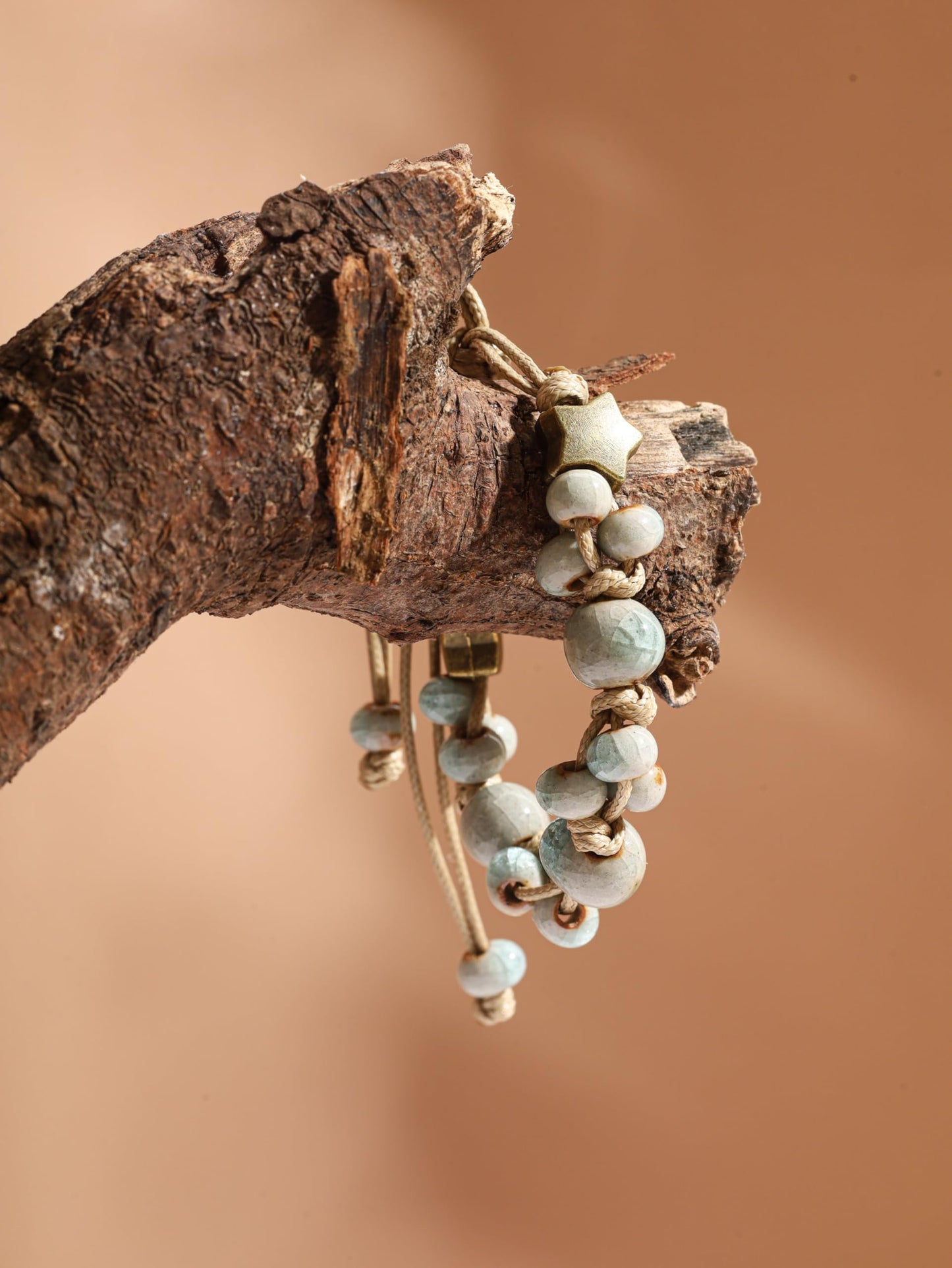 MINACHI Retro Ceramic Handmade Women's Gift Bracelet Braided Adjustable Rope Bracelets Bohemian Created Turquoise Tone Bracelets For Women Ladies