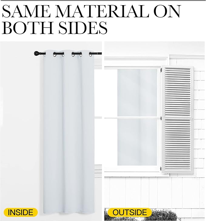 NICETOWN Blackout Curtains Panels for Bedroom, 2 Panels, 66 x 60 Inch, Greyish White, 3 Pass Microfiber Noise Reducing Thermal Insulated Solid Ring Top Blackout Window Drapes