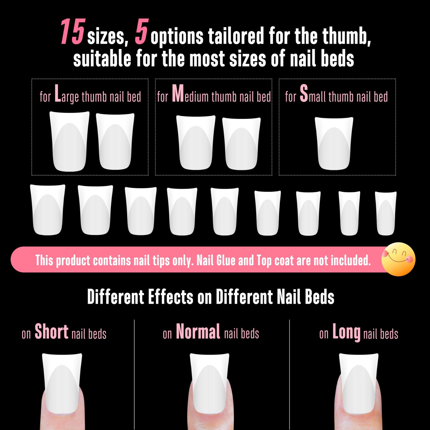 NOVO OVO Short Duck Nail Tips French Tip Press On Milky White, Pre-designed Soft Gel Nail Extension, Need Buider Gel Top Coat, No Glue included, Full Cover Acrylic False Nails for DIYx12 Sizes 360pc