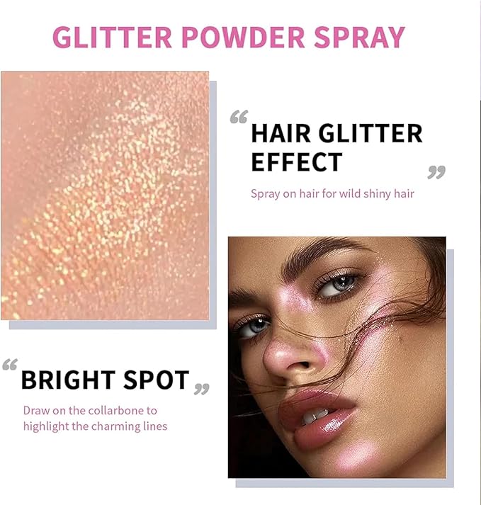 SOVONCARE Hair and Body Glitter Spray Instantly, Face Glitter Hairspray Body Shimmer Powder add Sparkly Shimmery Glow for Women Hair, Skin, Clothing Quick Drying, Non-Sticky 4.7 oz Copper