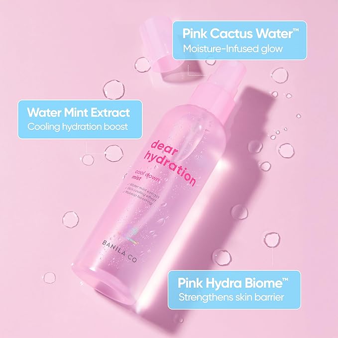 BANILA CO Dear Hydration Cool Down Mist | Lightweight Skin Cooling & Moisturizing Makeup Fixer Setting Spray | Hydration Boost, Radiant Glow Serum (99ml / 3.34 fl oz)