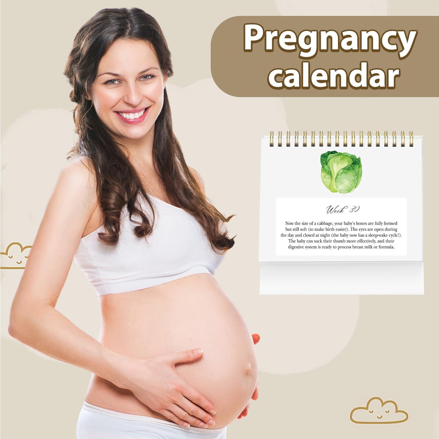 Gueevin Pregnancy Calendar Weekly Pregnancy Milestone Calendar with Scripture Pregnant Gifts for Expecting Mom, Baby Growth Tracker and First Time Parents Essentials, 44-Page Flip