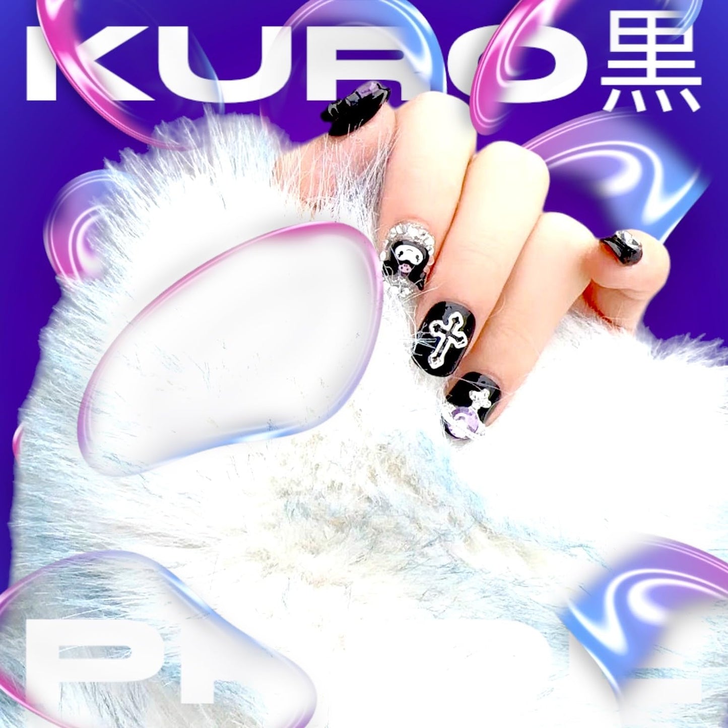 Kawaii Kuromi Pochacco 3D Nail Decal - Anime Press On Nails