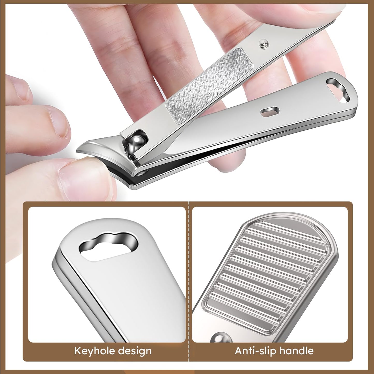Large Toenail Clippers for Thick Nails for Seniors, Non-Slip Long Handled Angled Head Toe Nail Clippers with Catcher, Wide Jaw Opening Sharp Curved Cutter, Slanted Fingernail Clippers for Men Women