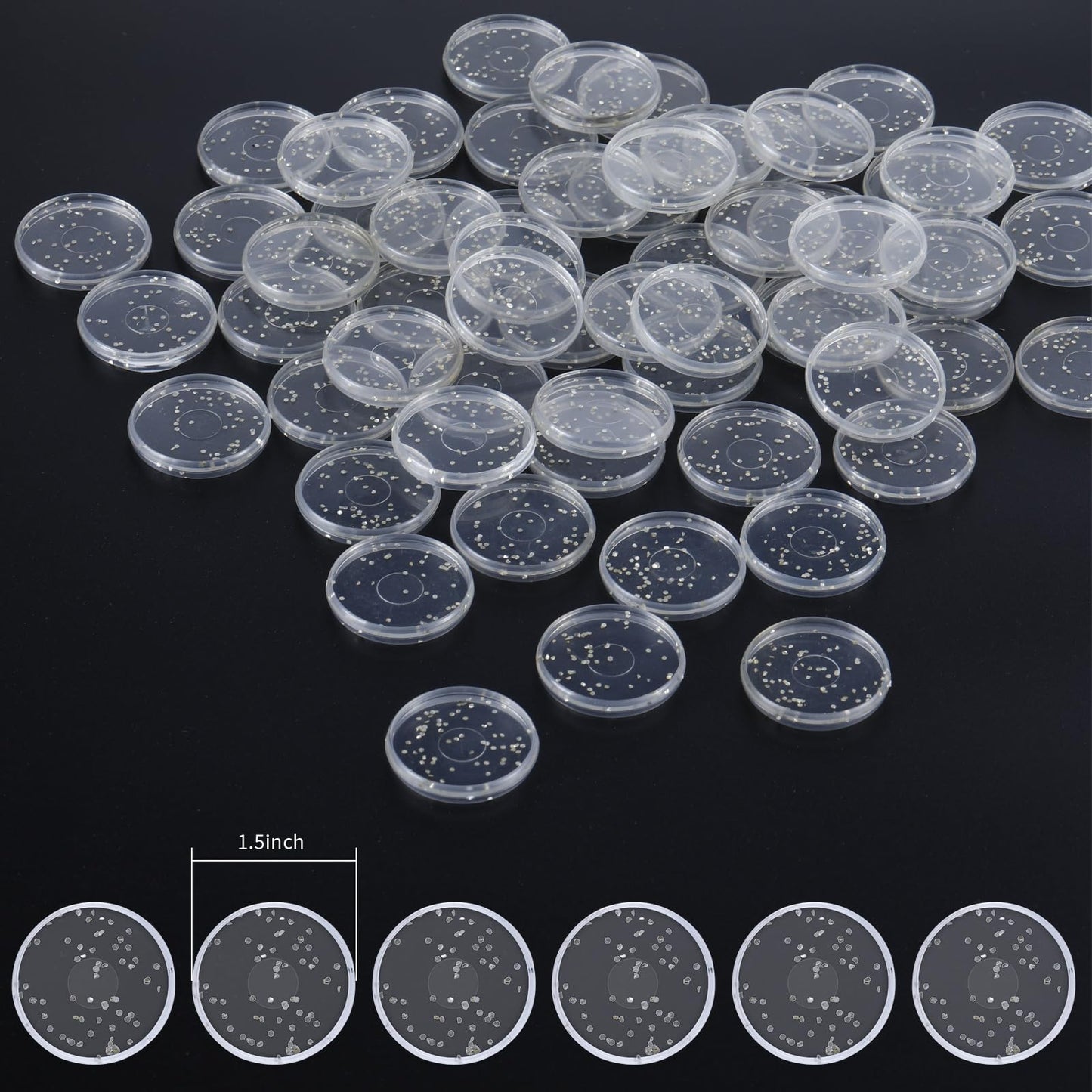 Outus 50 Pieces Expansion Discs Notebooks Planner Discs Book Expansion for DIY Notebooks Planners Clear with Silver Sequins(1.5 Inch)