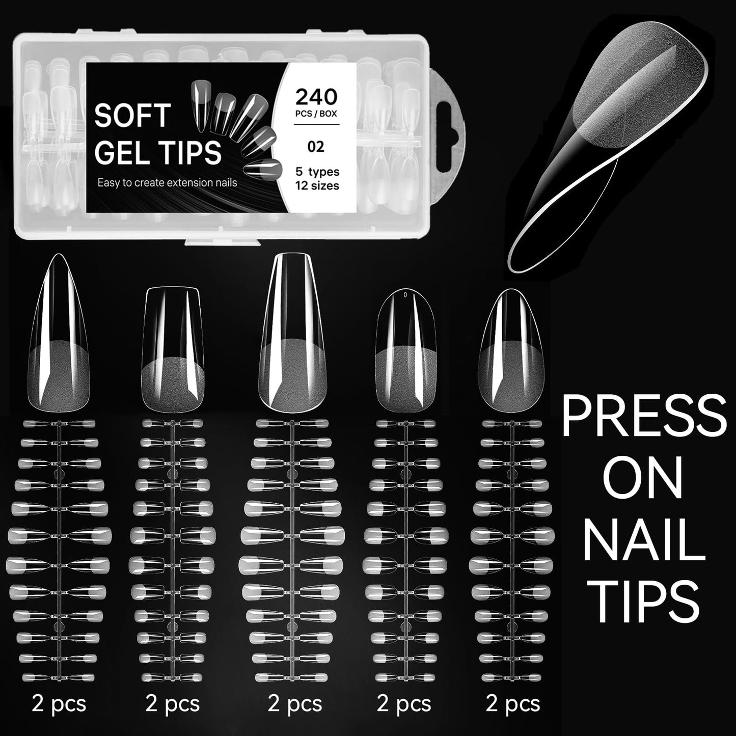 ESUOHYM Acrylic Fake Nails Kit Press On Nail kit with 240PS Clear Nail Tips,Nail Art Stand,Art Brushes,Swatch Sticks,Acrylic Cutter,Nail Art Tools with Everything for Beginners DIY Nails Home Salon