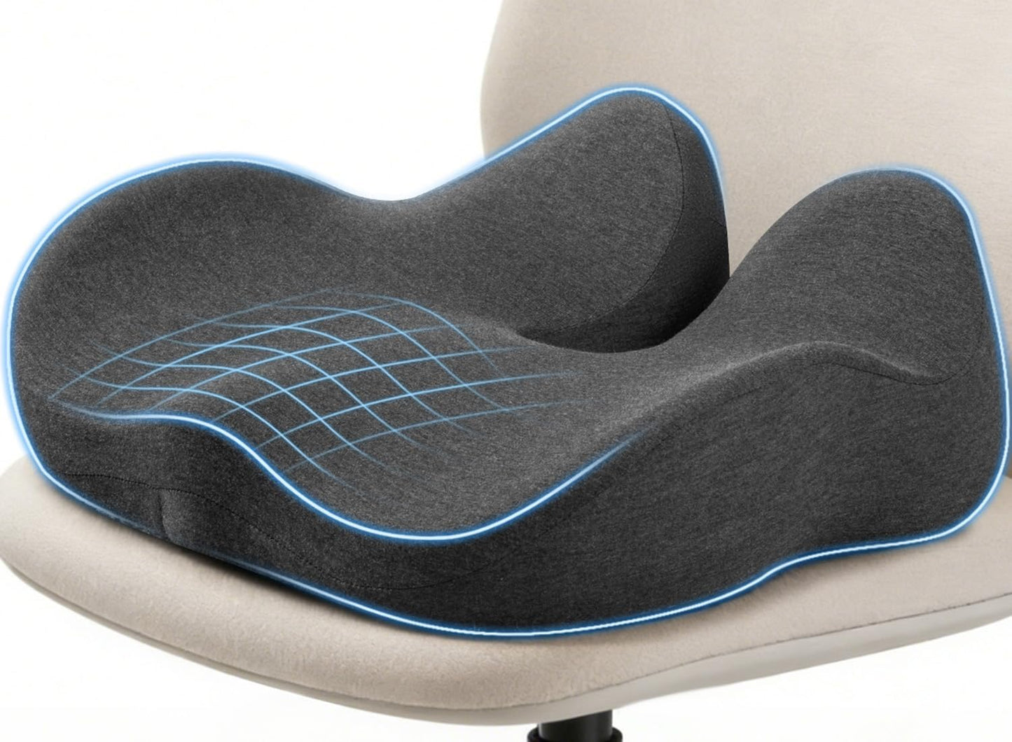 Tuozaiira Seat Cushion for Office Chairs – Large U-Shaped Memory Foam Desk Chair Cushions for Long Sitting Comfort, Ergonomic Thick Support Pad for Work from Home & Daily Office Use