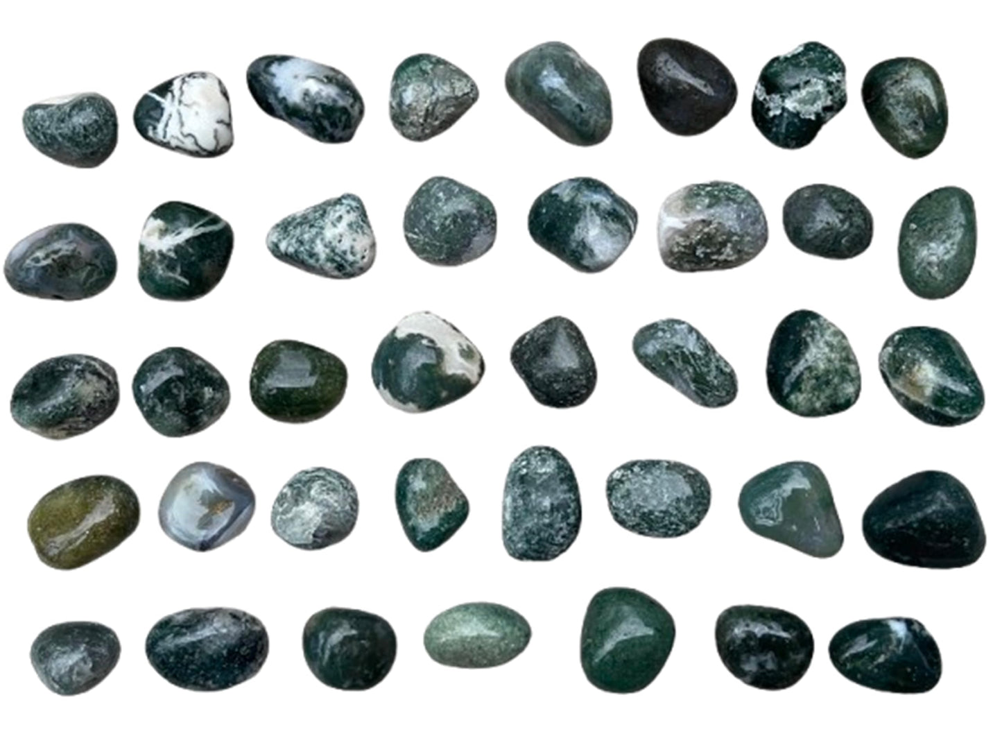 GAF TREASURES 5 Pcs Moss Agate Tumbled Stones, Polished Natural Moss Agate Gemstone, Moss Agate Healing Crystals (Moss Agate)
