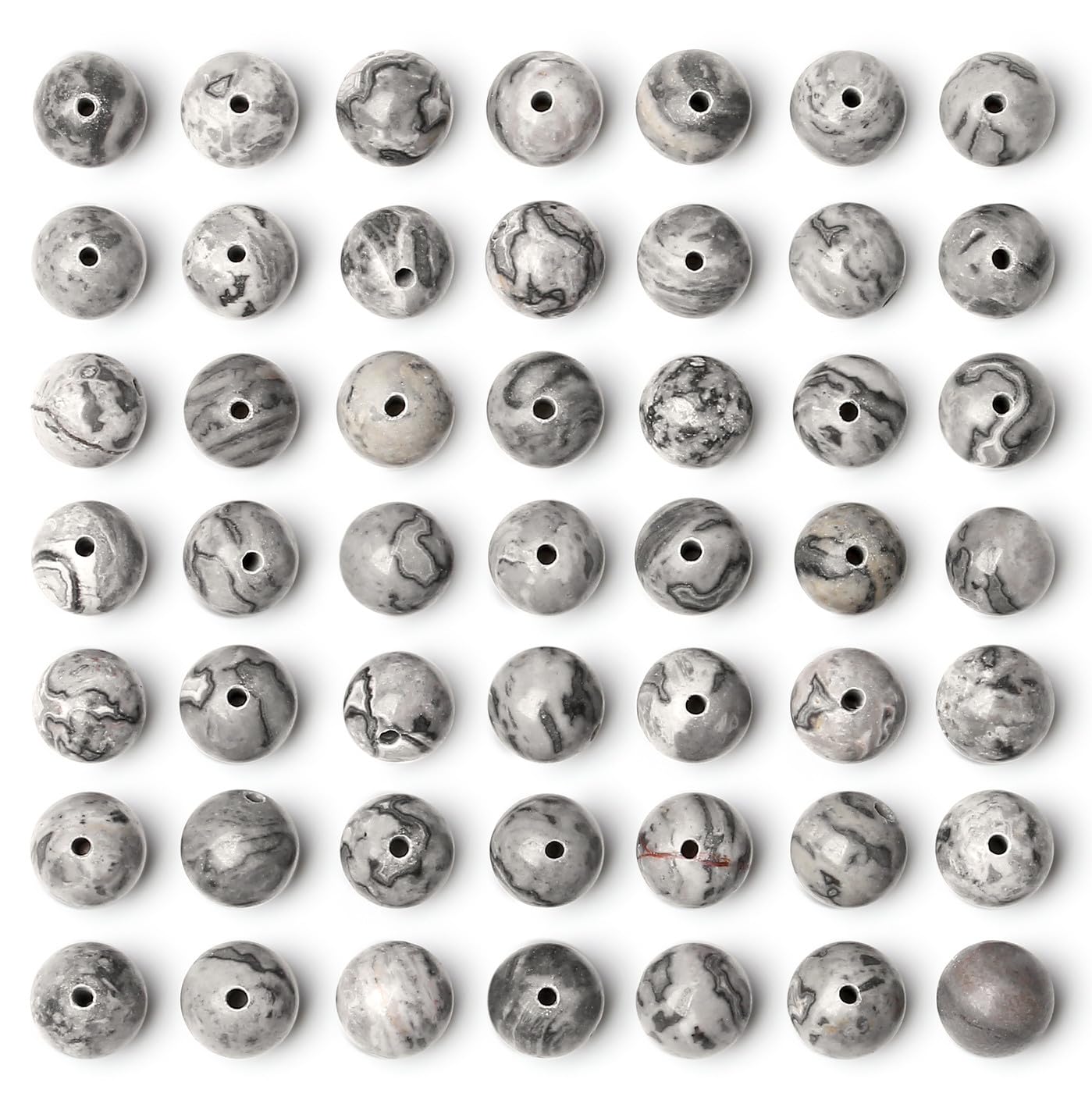 QINJIEJIE 100PCS Map Jasper Beads 8mm Natural Stone Beads Round Loose Gemstone Bead for Bracelet Beading Crystal Jewelry Making DIY Necklace Earrings 0.32"
