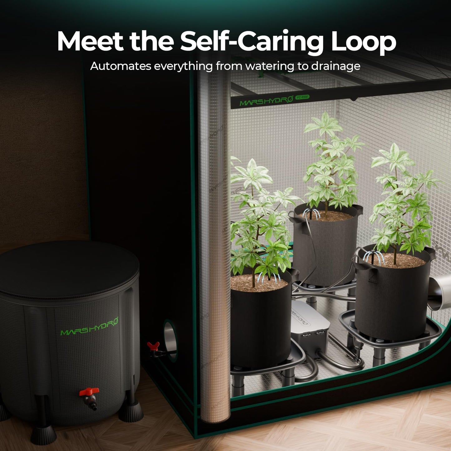 MARS HYDRO Drainage Trays 2-Pack Pot with Drainage Pipe for Grow Tents Greenhouses & Patio Plants
