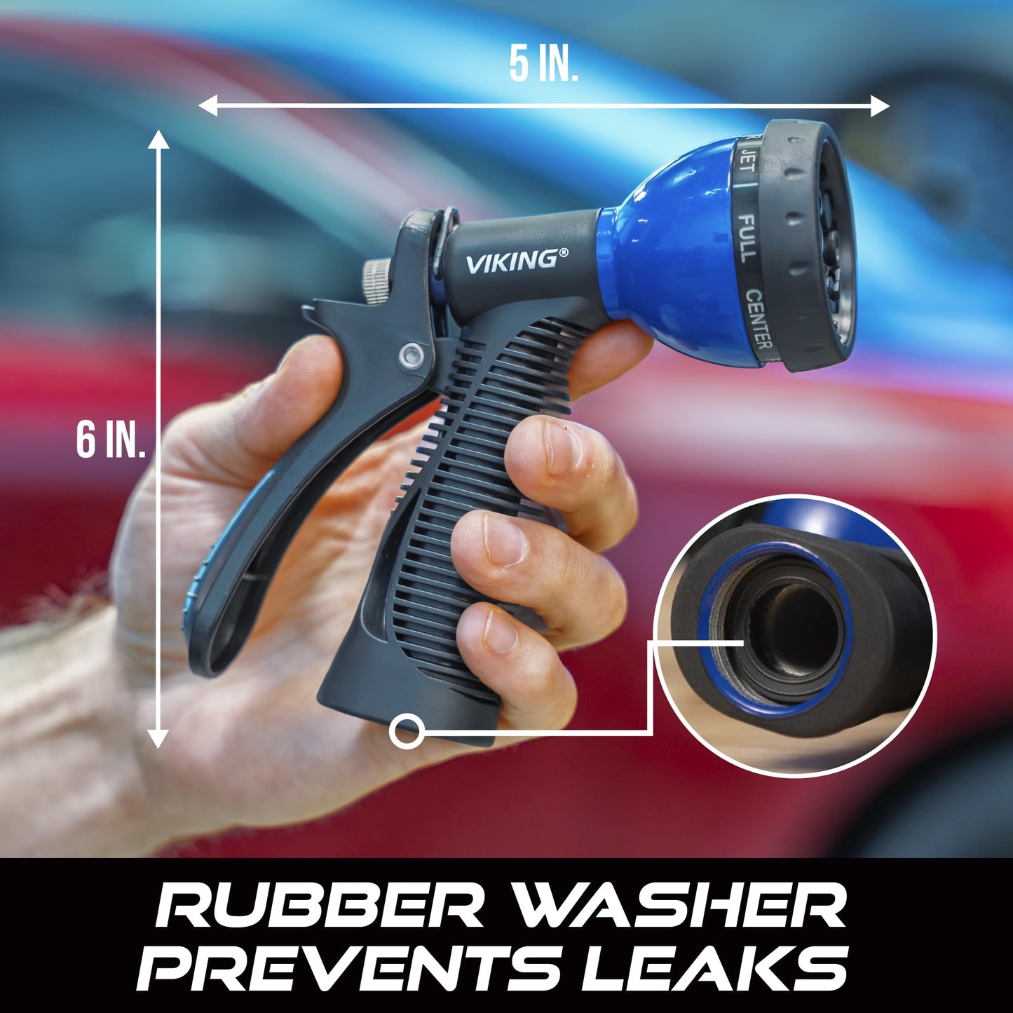 VIKING Hose Nozzle, Garden Hose Nozzle with 8 Spray Patterns, Adjustable and Heavy Duty for Washing Car, Watering Plants, Washing Pets, and Home Use