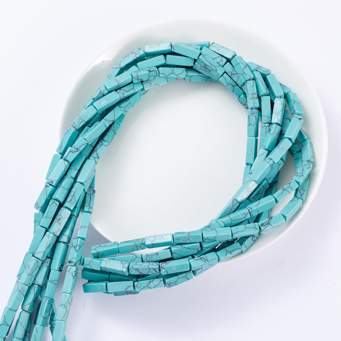Natural Blue Turquoise Rectangle Tube Beads 4x13mm 38cm/str Loose Semi Gemstone Stone Beads for Making Bracelets Necklace Earrings