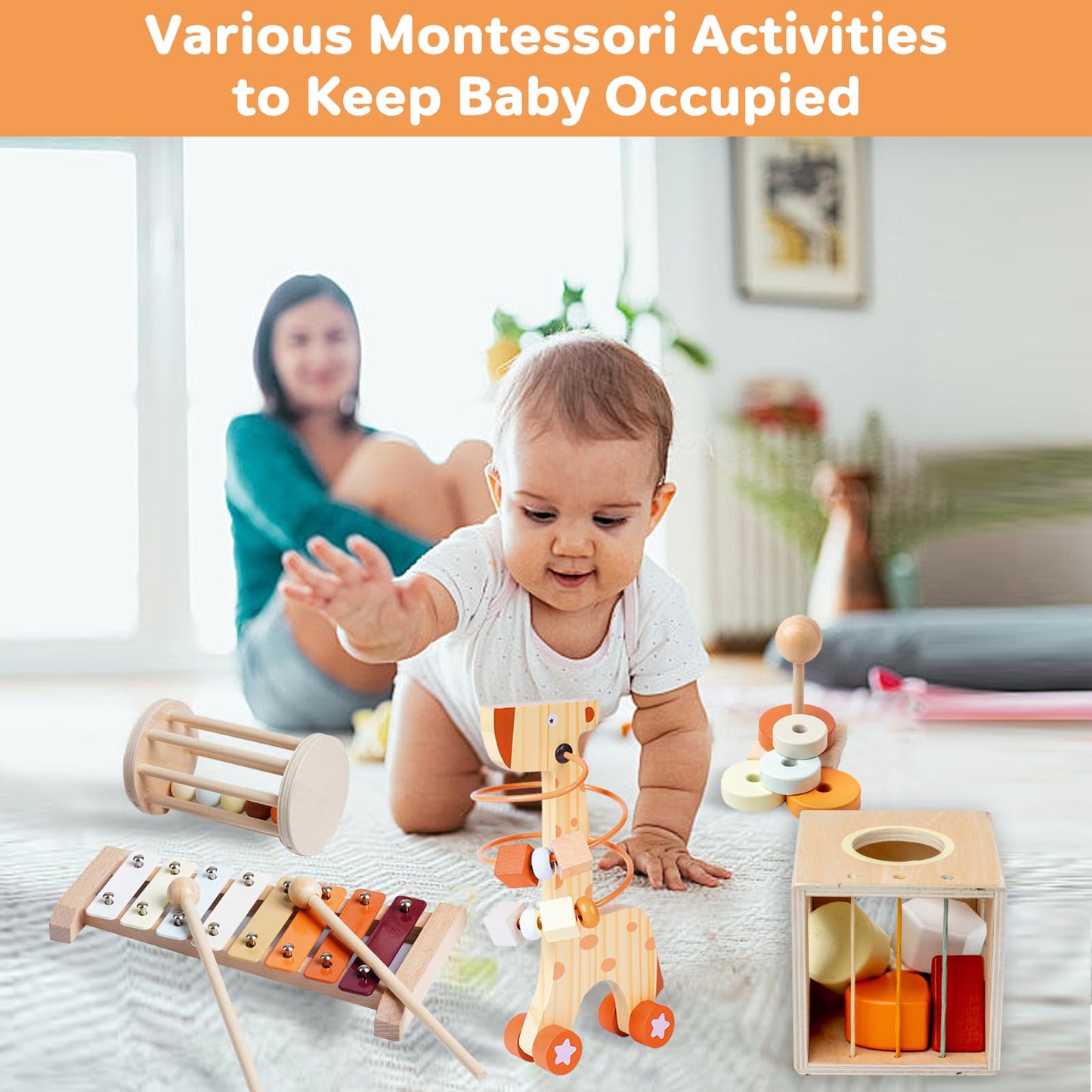 Smartwo Wooden Montessori Toys Set for Toddlers & Object Permanence Box for Baby
