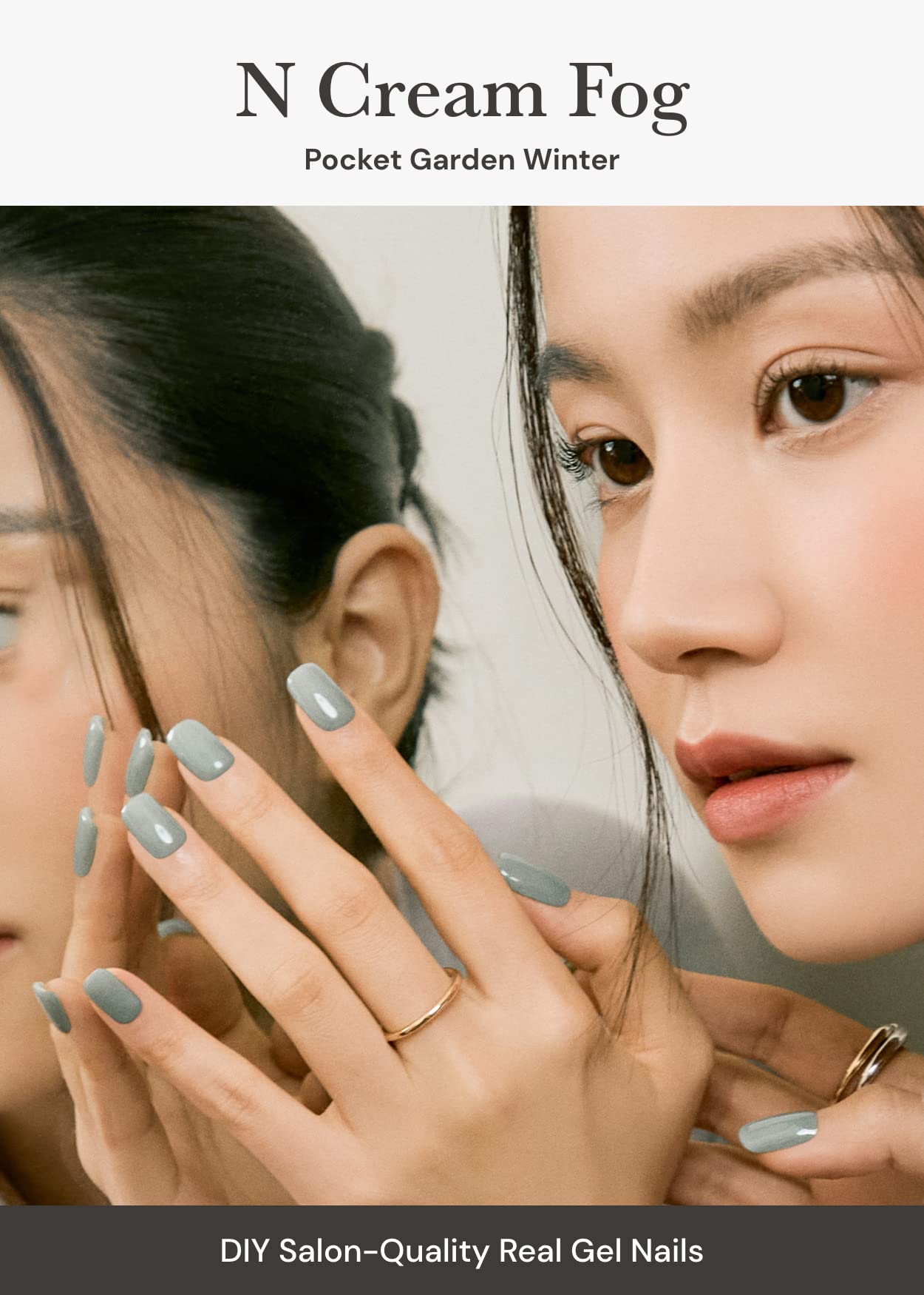 ohora Semi Cured Gel Nail Strips (N Cream Fog) - Green, Solid, Works with Any UV/LED Lamps, Salon-Quality, Long Lasting, Easy to Apply & Remove - Includes 2 Prep Pads, Nail File & Wooden Stick