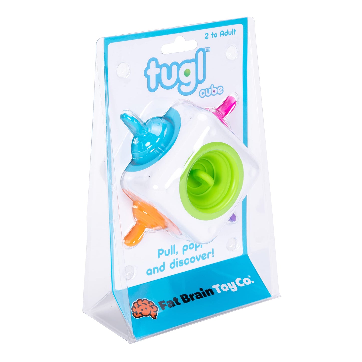 Fat Brain Toys Tugl Cube Popping Fidget Toy, Engaging for Toddlers, Kids, Teens, Adults - Relaxing Handheld Fidget Cube, 2 Years and Up