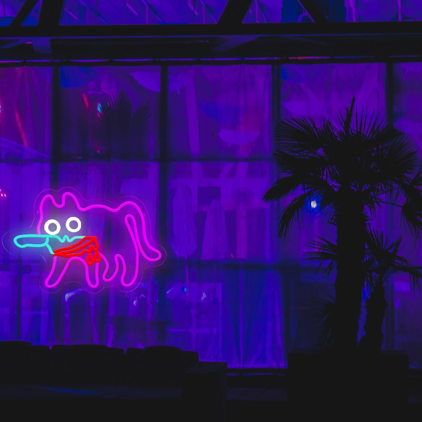 Cat Knife Neon Sign Anime Light Up Sign– Spooky LED Wall Light for Scary Party Decor, Creepy Cat Aesthetic Light for Bedroom, Game Room, or Gift – 15.6 x 10 inches