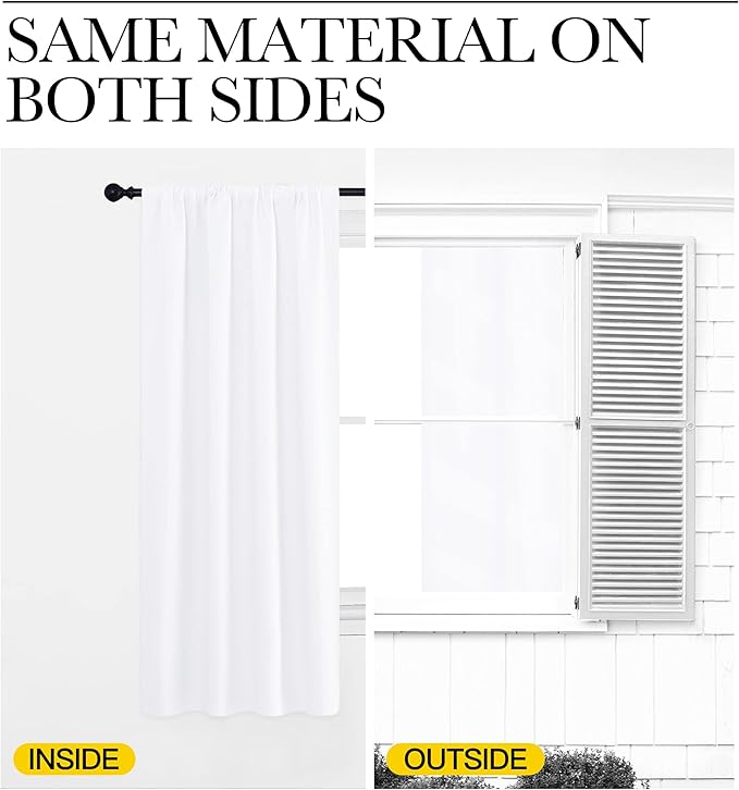 NICETOWN Room Darkening Curtains for Bedroom, Pure White, Set of 2 Panels, 62 x 84 Inch, Triple Weave Home Decoration Thermal Insulated Solid Drapes for Patio Door