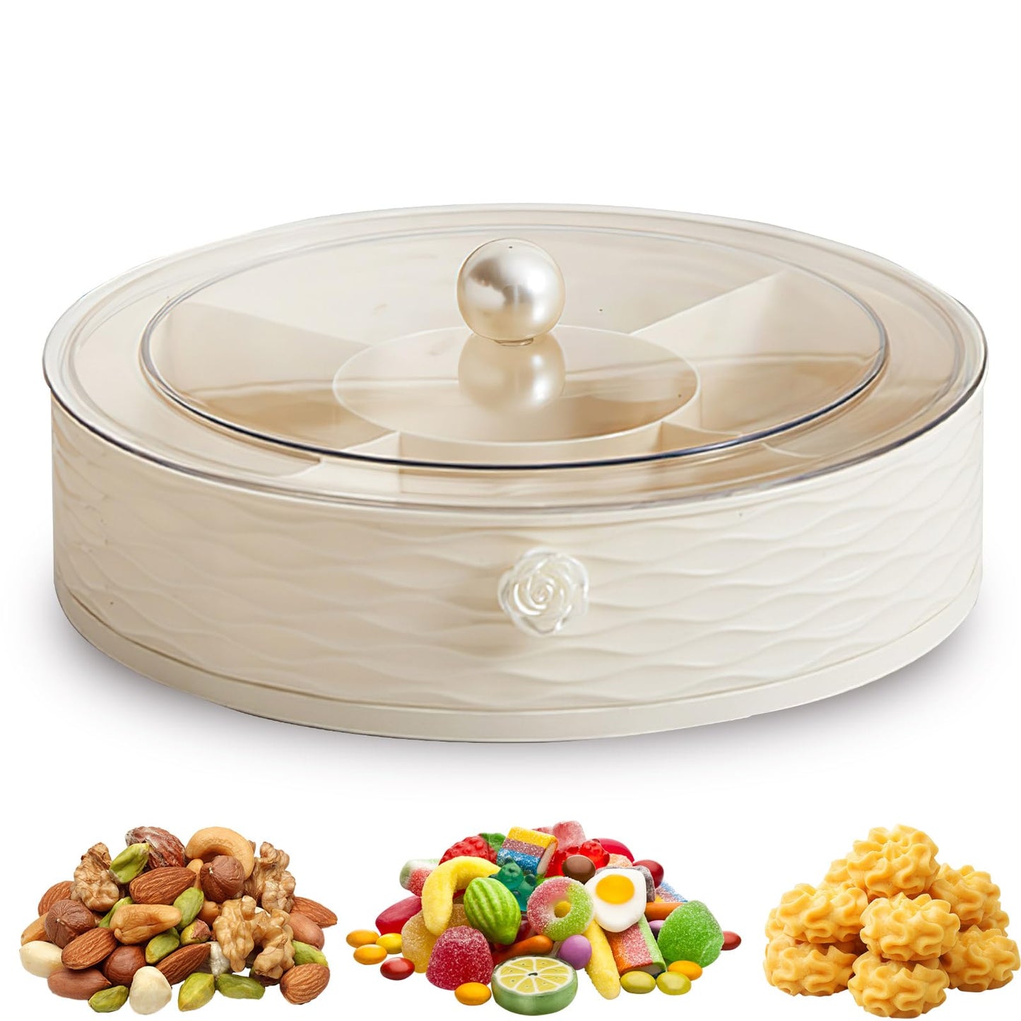 Folemah Modern Luxury Snack Box with Lid – Elegant Dry Fruit, Nut & Candy Organizer Tray for Living Room or Gift Giving