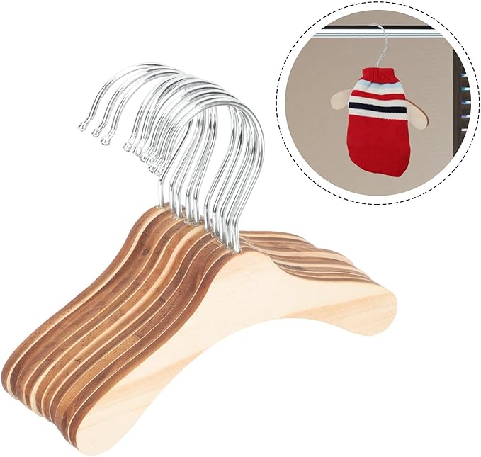 Wooden PET Hangers 10pcs for Dog Clothes, Cat Accessories Xmas