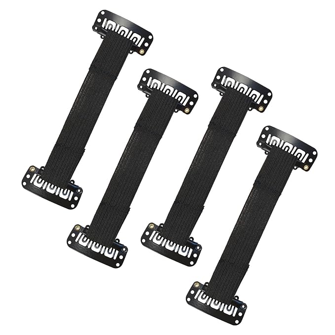 4 Pcs Facelift Bands with Clips Invisible Face Stretching Lifting Strap Adjustable Elastic Band Face Slimming Band (11cm Black Single Bands)