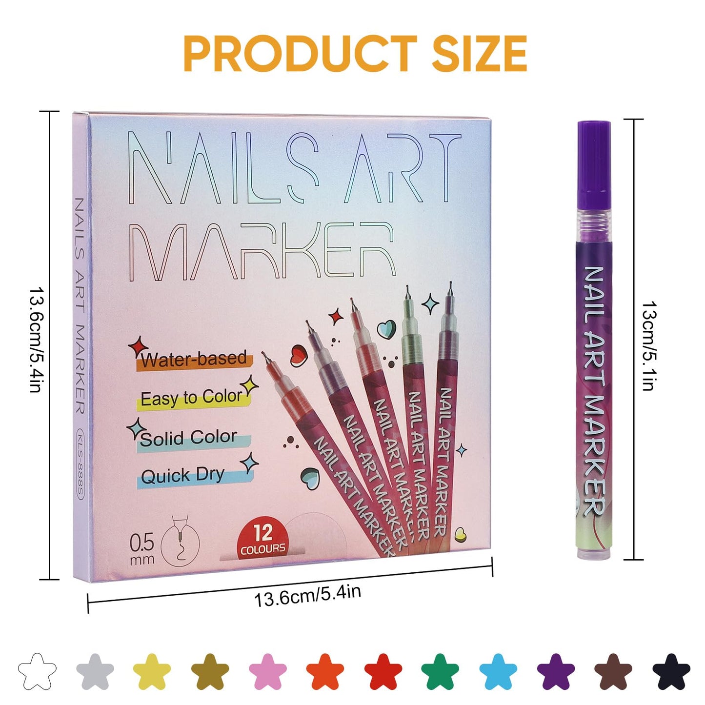 12 Colors Nail Art Pens Set,Nail Point Graffiti Dotting Pen for 3D Nail Art,Liner Brush for DIY Nail Art Beauty Adorn Manicure Tools （1 Set）