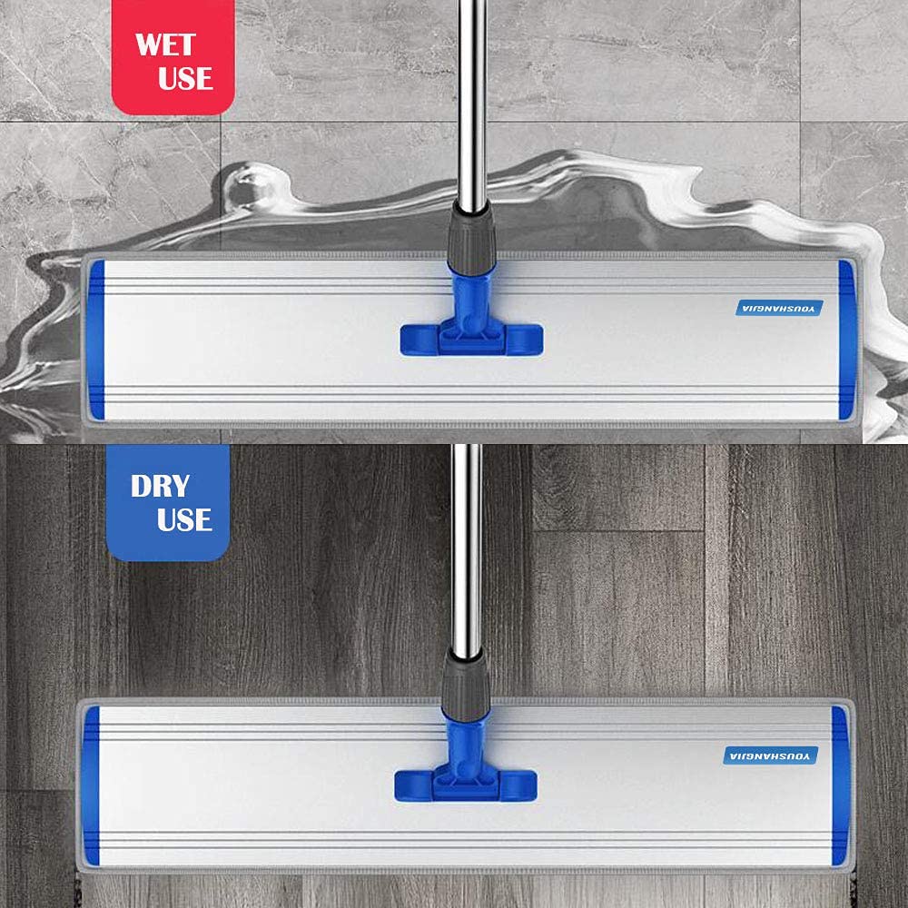 Microfiber Wet Mops 24 in Heavy Duty Flat Floor Mop Adjustable Handle with 4 Washable Mop Clothes
