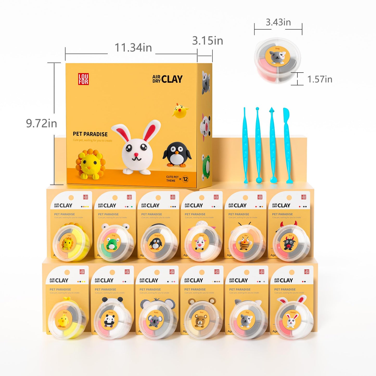 Air Dry Clay for Kids - Modeling Clay Kits, Ultra Light & Soft, Safe & Non-Toxic, 12 Boxes DIY Model Magic Clay with Sculpting Tools & Tutorials, Individual Packs, Creative Art Crafts Toys Gifts