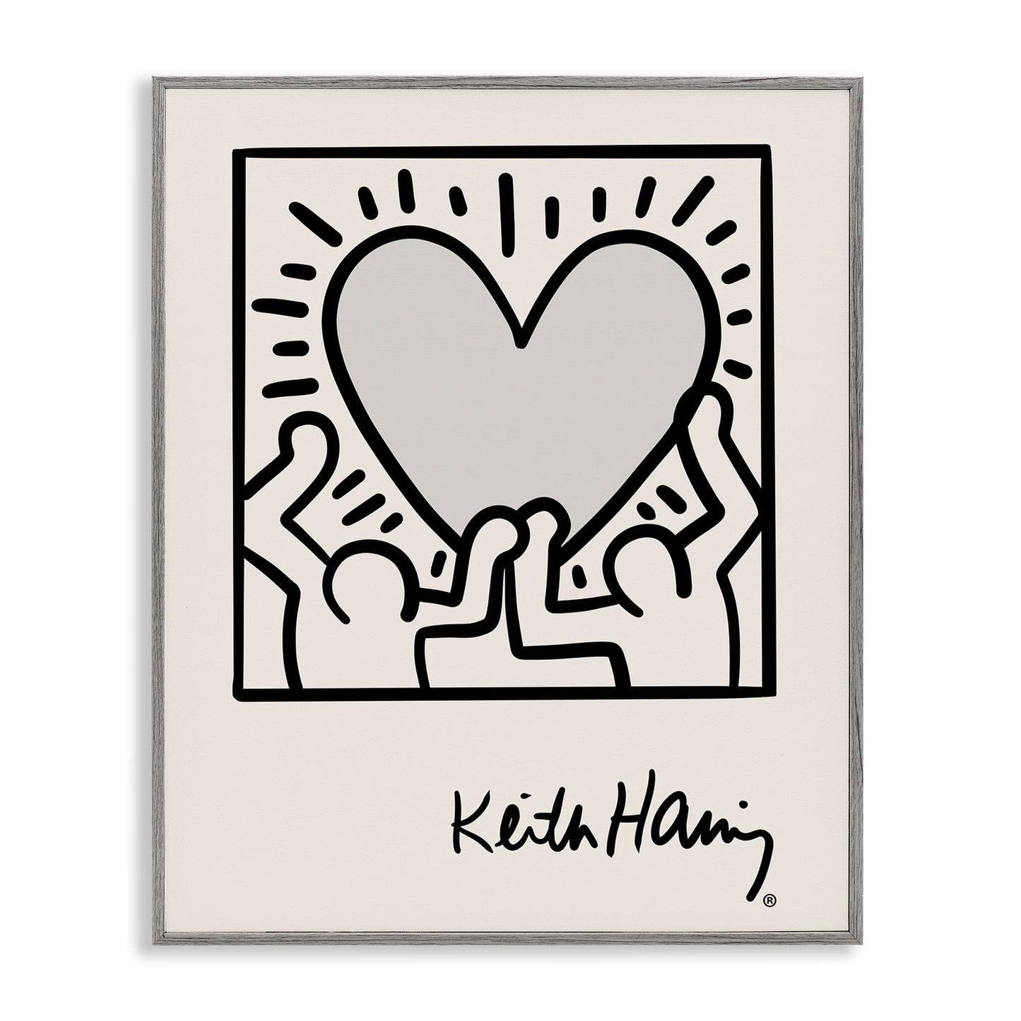 Stupell Industries Contemporary People Outline Heart Symbol Keith Haring, Design by Ros Ruseva, Black, 24 x 30