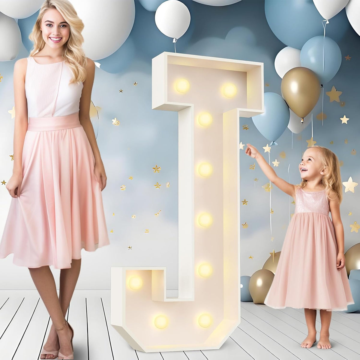 Ledido Marquee Letters 4FT Light Up Letter Marquee Lights Sign, 4 Feet Tall Large Light Up Signs Alphabet Letters Party Lights Decoration for Birthday Graduation Baby Shower Wedding Letter J