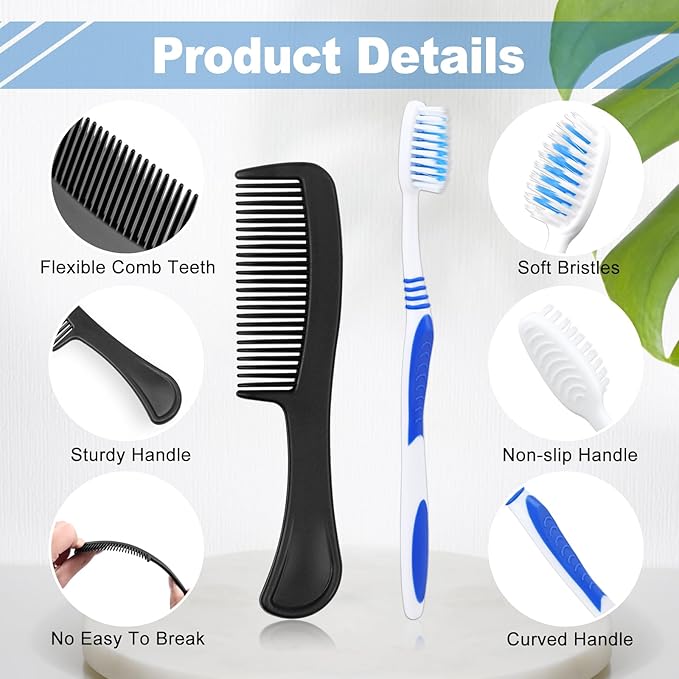 Pack of 100 Hygiene Kit, Hygiene Kit Bulk, Individually Packed, Travel Hygiene Kit with Toothbrush, Toothpaste, Comb, Shampoo, Soap and Floss Picks, Home, Suitable for Hotel, Camping, Travel