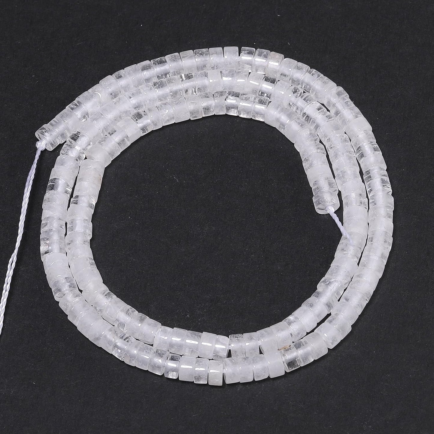 NITOPUPU 150Pcs 4×2mm Natural White Jade Spacer Stone Beads for Jewelry Making Supplies, Loose Semi Flat Round Gemstone Tube Beads for Bracelets DIY Crafts