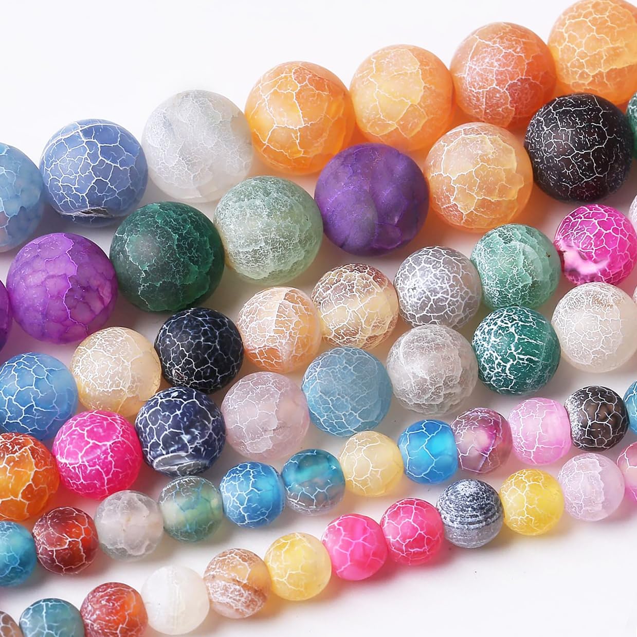 32PCS 12MM Weathered Agate Beads-Multicolo Stone Beads Energy Healing Beads for DIY Jewelry Bracelet Necklace Making for Jewelry Making15Inch