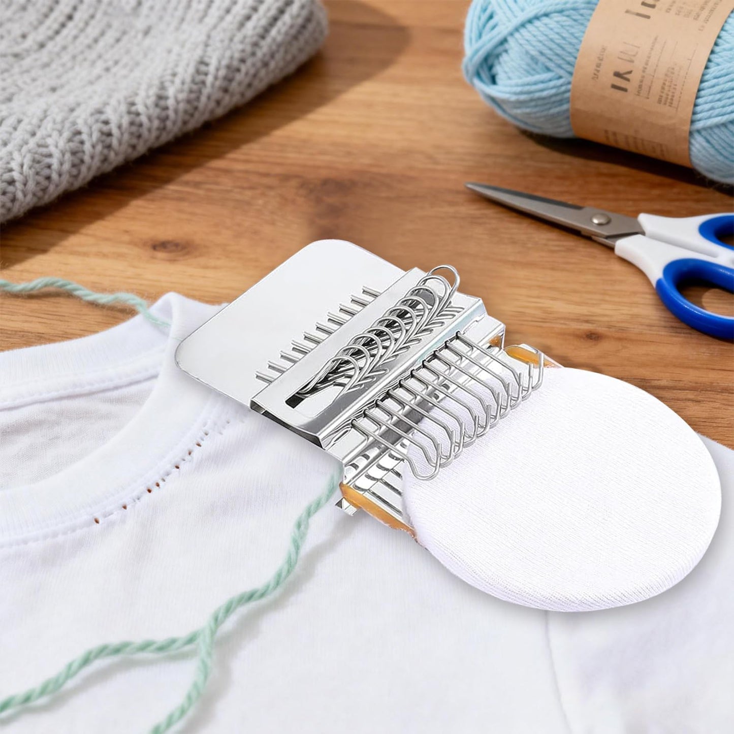 KPOAPERA Mini Darning Loom, Knit Patch Loom Kit, Type Mini Mending Tool, Convenient Darning Loom for Mending Jeans Socks Clothes, DIY Makes Beautiful Stitching - 1PCS (12 Hooks)