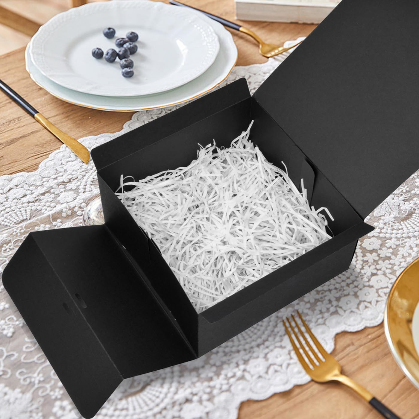 WLUSEAXI 12pack Gift Boxes with Lids,Black Gift Boxes Bulk with Gold Bow Ribbon,Bridesmaid Proposal Box for Presents Kraft Paper Boxes for Wedding,Christmas,Halloween,Baby Shower