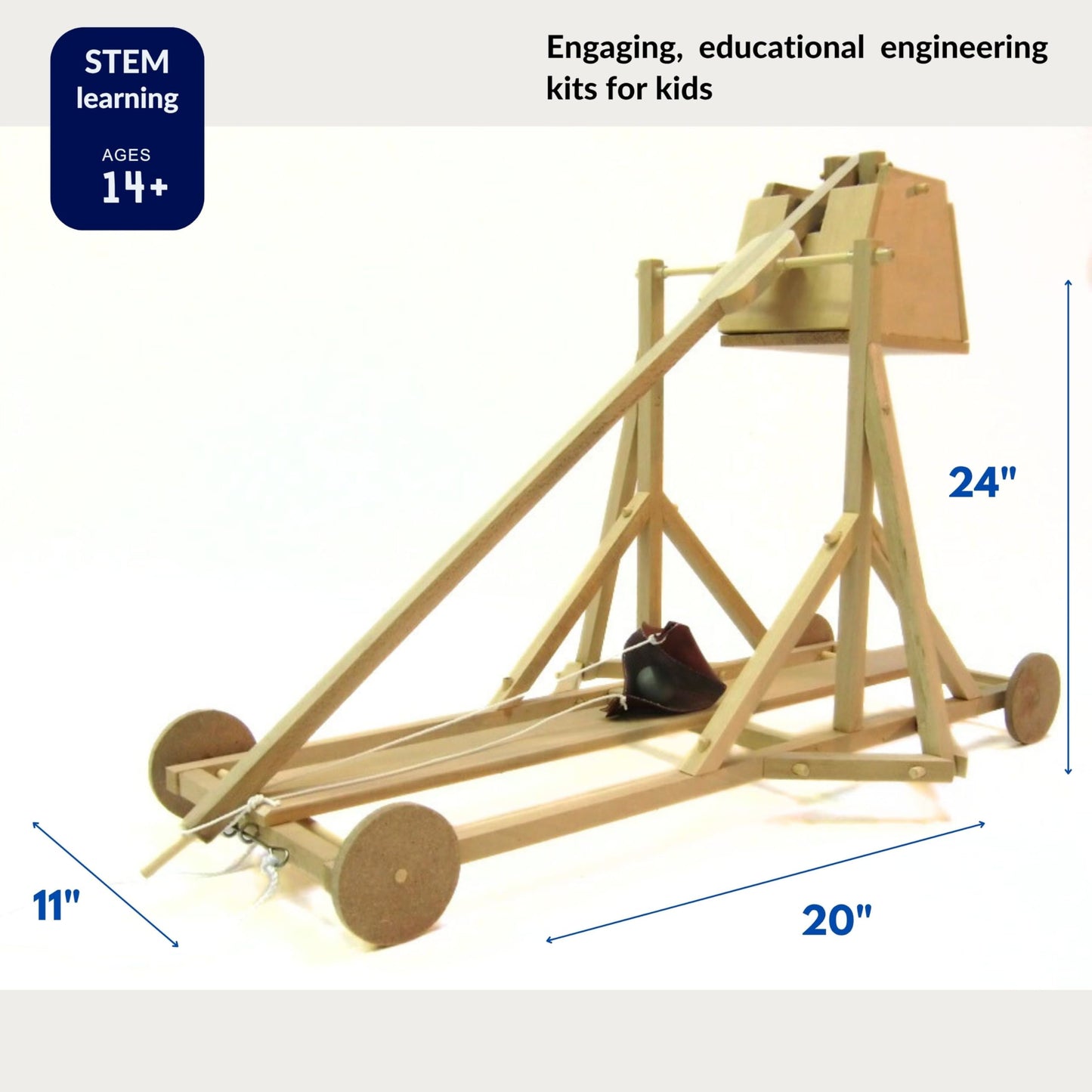 PATHFINDERS Medieval Trebuchet STEM Kit – DIY Wooden Mechanical Model | Working Counterweight Siege Engine | Engineering & Physics Project for Teens 14+ | Build-It-Yourself Historical Model