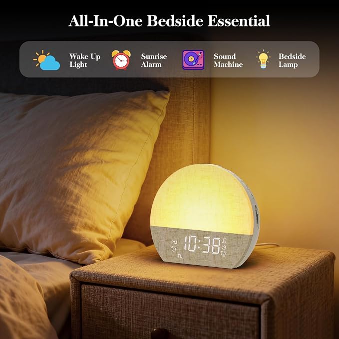 KEPLUG Sunrise Alarm Clock Sound Machine with Dual Alarm for Heavy Sleepers