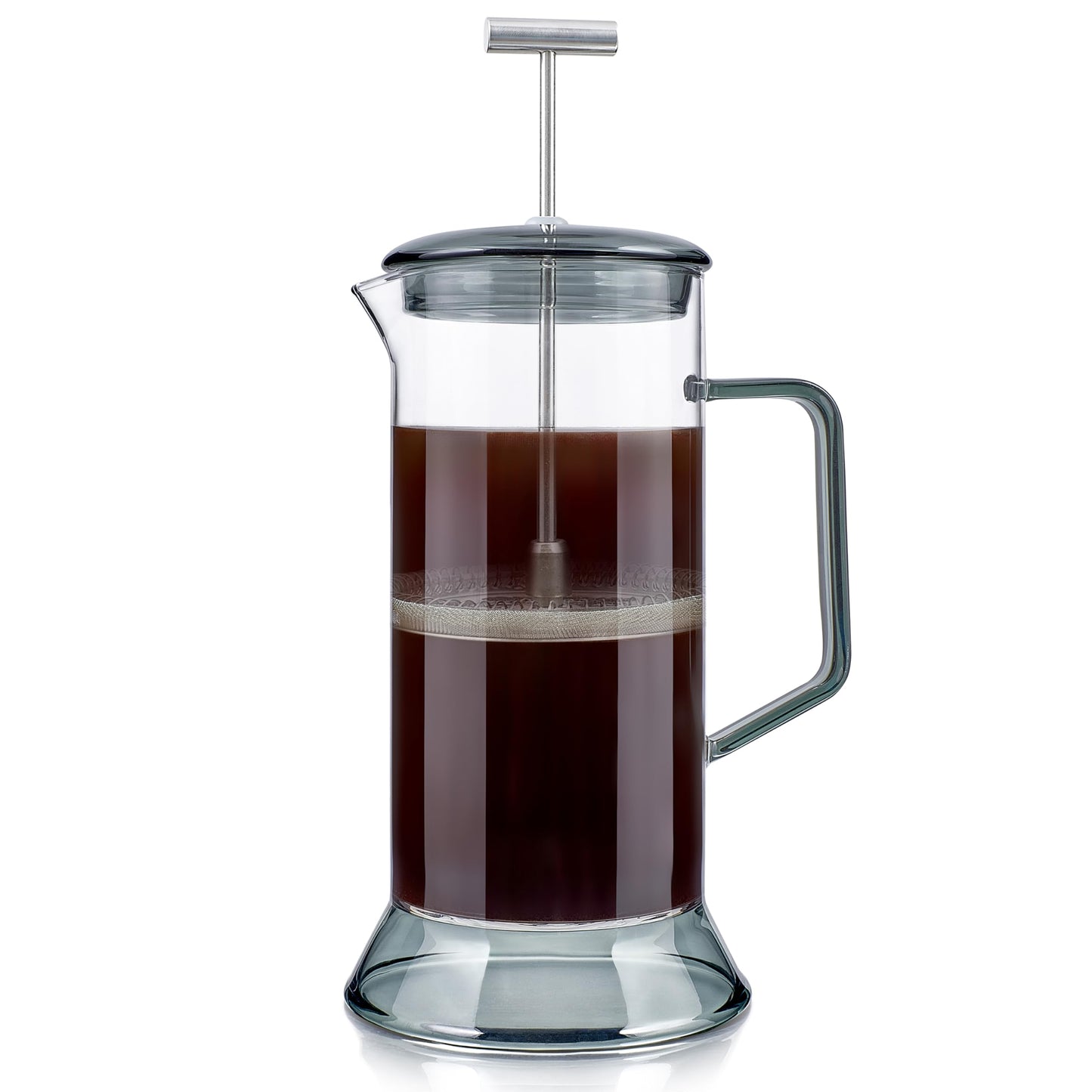 Teabloom Toulouse Borosilicate Glass Tea Press and Coffee Maker with No Plastic, 24-Ounce (700 mL) - Dusk Grey