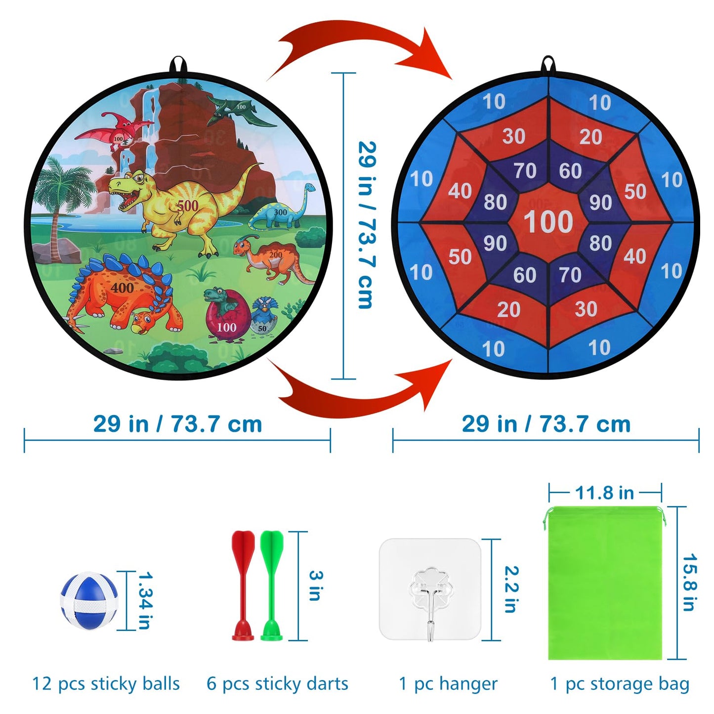 Accmor 29" Large Dart Board for Kids, Kids Dart Board with Sticky Balls, Backyard Indoor Outdoor Games Birthday Gifts for 3 4 5 6 7 8 9 10 11 12 Year Old Boys Girls