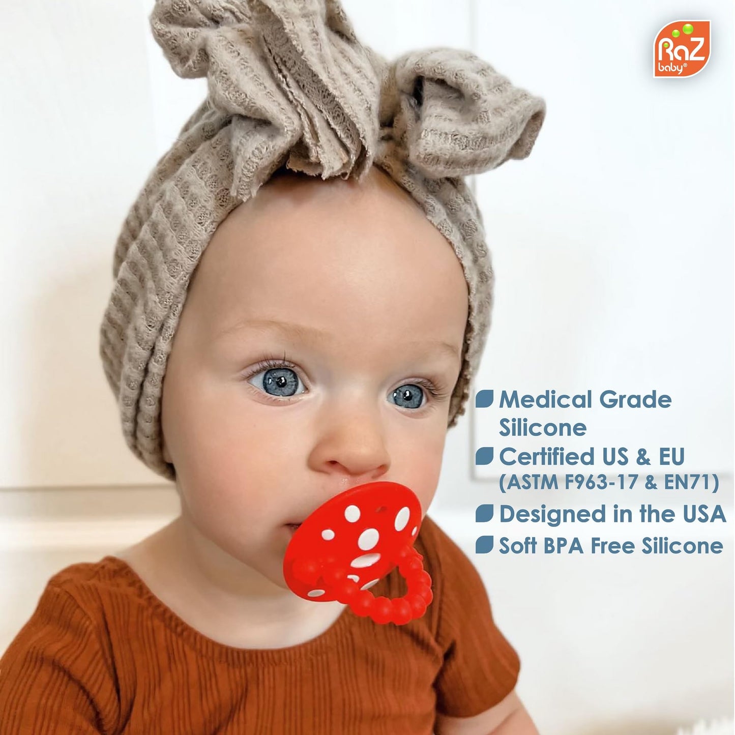 RaZbaby RaZberry (1) & Chompy (2) Teething Relief Pacifiers 3m+ - BPA Free, Easy-to-Hold Design to Soothe Sore Gums