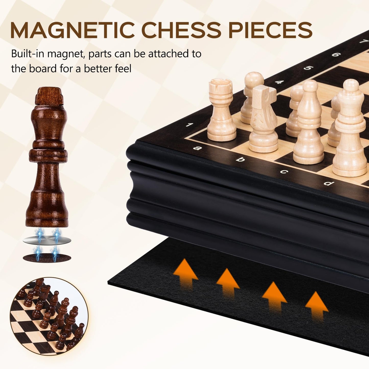 Peradix Magnetic Chess Set 12 Inch Classic 2 in 1 with Chess Pieces, Wood Board Box with Storage, 2 Extra Queens, Wooden Chess Board Games for Kids and Adults, Family Educational Gift Sets